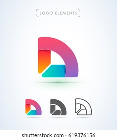 Vector abstract letter D origami 3d logo template. Application icon