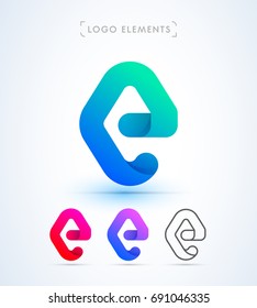 Vector abstract letter E logo template. Origami material design.