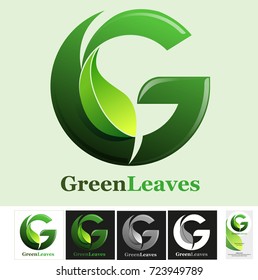 Vector abstract, Letter G for Green leaves symbol