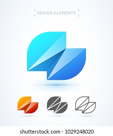 Vector abstract letter G, S logo template. Material design, flat and line art style. Origami paper