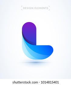 Vector abstract letter L logo template. Flat material design with 3d elements