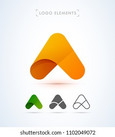 Vector abstract letter A logo design template. Material design, flat, line art styles