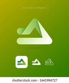 Vector abstract letter A logo design template. Origami paper, fluent material design style