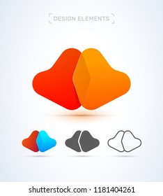 Vector abstract letter M logo design template. Material design, origami paper, flat and line art style collection