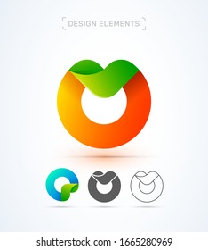 Vector abstract letter M, O logo template. Application icon. Twisted ribbon