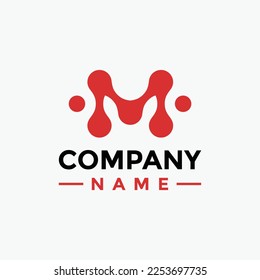 plantillas de logotipo de tecnología M de letras abstractas vectoriales