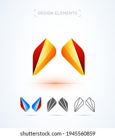 Vector abstract letter M or W logo design template. Fluent, glossy 3d style. App icon