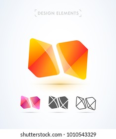 Vector abstract letter N and H logo design template. Material design, flat and line art style. Icon set