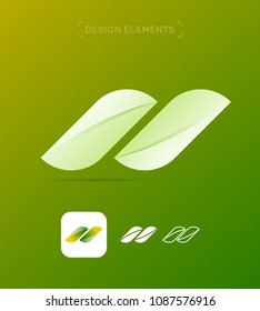 Vector abstract letter N or italic H logo template. Application icon