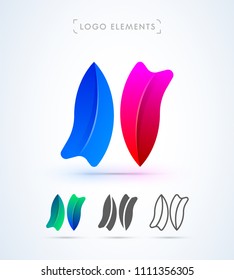 Vector abstract letter N logo template. Material design, origami, flat and line style