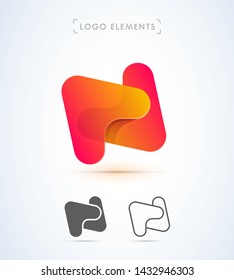 Vector Abstract Letter N Logo Icon Design. 3d Material Design App Icon