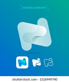 Vector abstract letter N logo icon design. 3d material design app icon