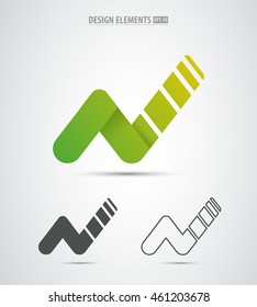 Vector abstract letter N logo elements set. Line art and flat design. Material design app icon.
