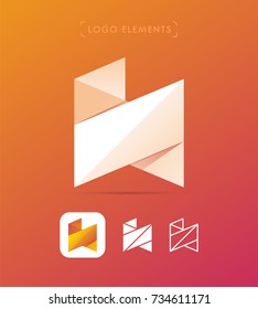 Vector abstract letter N logo template. Message bubble icon. Material design origami paper style