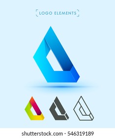 Diseño abstracto de la letra o del logotipo del Vector en estilo del origami
