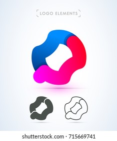 Vector abstract letter O or P logo elements. Material design style