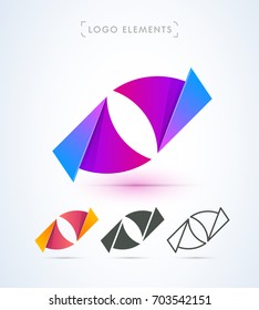 Vector abstract letter O template. Material design origami style