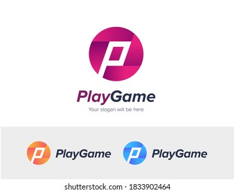 Vector abstract letter P logo template. Gradient design, flat and linear style. App icon