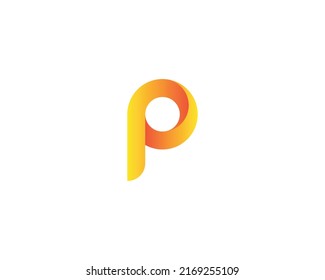 Plantilla de logotipo P de la letra abstracta del vector. Diseño material, plano y estilo de línea. Icono de aplicación