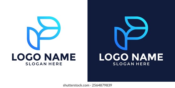 Vector abstract Letter P Monogram Line Logotype circle color gradient, Circle shape, infinite spiral logo symbol, Technology and digital connection.
