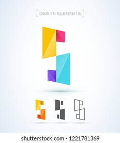 Vector abstract letter S logo template. Origami paper material design