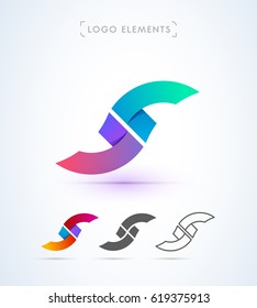 Vector abstract letter S origami 3d logo template. Application icon