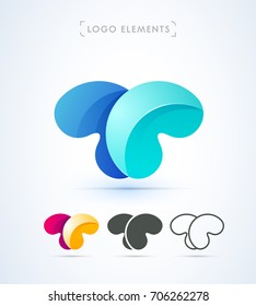 Vector abstract letter T logo template. Material design style