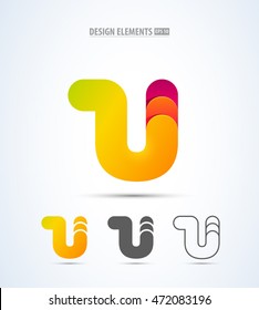 Vector abstract letter u logo elements