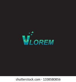 Vector abstract letter v logo template material designs flat origami and line art style