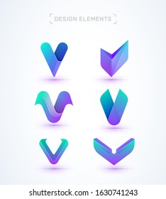 Vector abstract letter V logo icon design collection