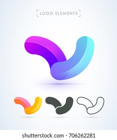 Vector abstract letter V logo template. Material design glossy style