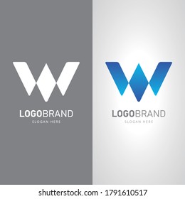 Vector abstract letter W logo template. Material design, origami paper, flat style