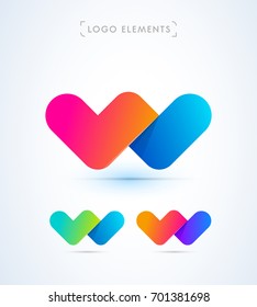 Vector abstract letter W logo template. Material design style