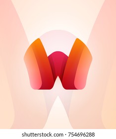 Vector abstract letter W logo template. Material design style