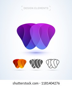Vector abstract letter W or M logo design template. Material design, origami paper, flat and line art style collection