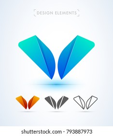 Vector abstract letter W or V logo design elements. Material design, flat and line art style