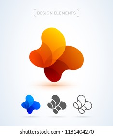 Vector abstract letter X and butterfly logo design template. Material design, origami paper, flat and line art style collection
