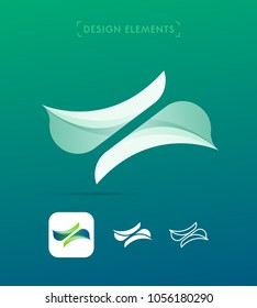 Vector abstract letter X logo elements. Material design, flat, line art icons