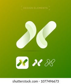 Vector abstract letter X logo template. Origami material design style. app icon
