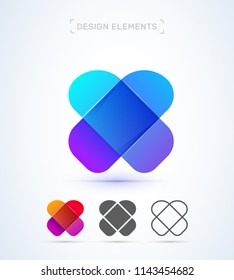 Vector abstract letter X logo template. Material design, flat and line style