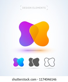 Vector abstract letter X logo design elements. Material design, transparent, origami, flat and line art style collection