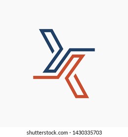 Vector abstract letter X logo design template. Material design, flat and line art style. Icon set. Extreme sports