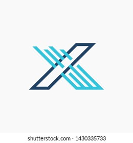 Vector abstract letter X logo design template. Material design, flat and line art style. Icon set. Extreme sports
