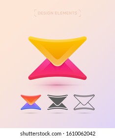 Vector abstract letter X logo design template. Triangle, sand clock, material design, fluent, flat and line art. App icon