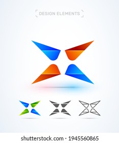 Plantilla de diseño del logotipo de la letra abstracta del vector X. Estilo 3d fluido y brillante. Icono de aplicación