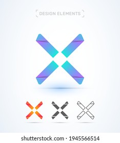 Plantilla de diseño del logotipo de la letra abstracta del vector X. Estilo 3d fluido y brillante. Icono de aplicación. Papel original