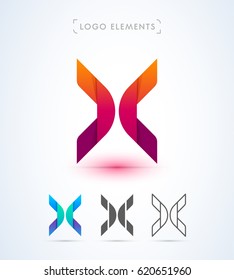 Vector abstract letter X logo template in origami paper style. Application icon