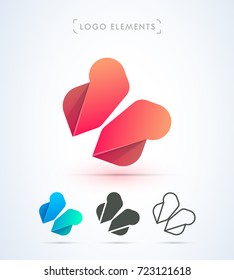 Vector abstract letter X logo. Butterfly icon. Material design, flat, line art style