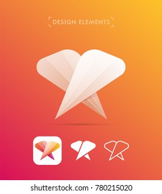 Vector abstract letter X logo template. Material design, origami, line art style
