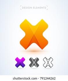 Vector abstract letter X logo design elements. Material design, flat, line art styles.